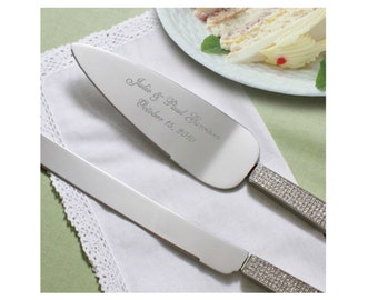 Glitter Galore Personalized Wedding Cake Server and Knife, Cake Server & Knife Set, Personalized Cake Server