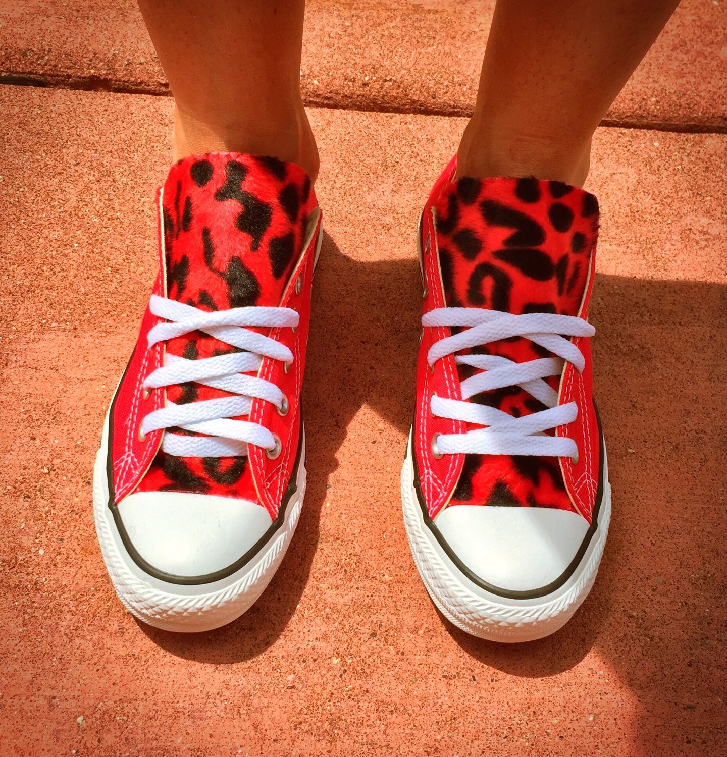 Red Leopard Print Converse Shoes