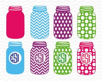 Mason Jar svg, Mason Jar Monogram svg , SVG, DXF,& EPS, svg cutting files for us with Silhouette Cameo and Cricut Design Space.