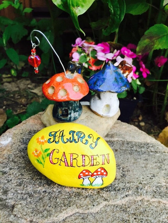 Items similar to Fairy Houses Painted Rock Fairy Garden Decor / Fairy