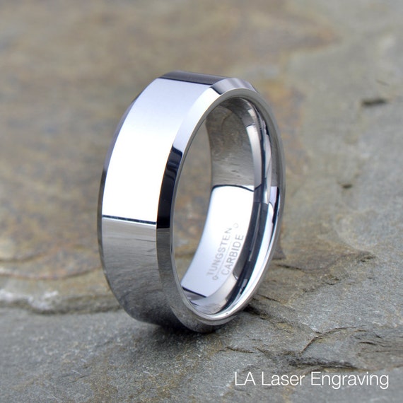 Tungsten Wedding Band Polished Tungsten Ring by LALaserEngraving