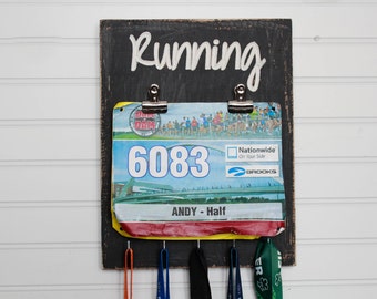 Carved Race Medal Holder - Running Medal Holder- Bib Holder