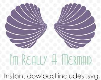 Mermaid Sea Shell Bra instant download (zipped .eps .dxf .svg and .studio files) vector digital cutting files