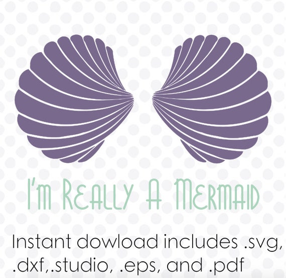Mermaid Sea Shell Bra instant download zipped eps dxf svg