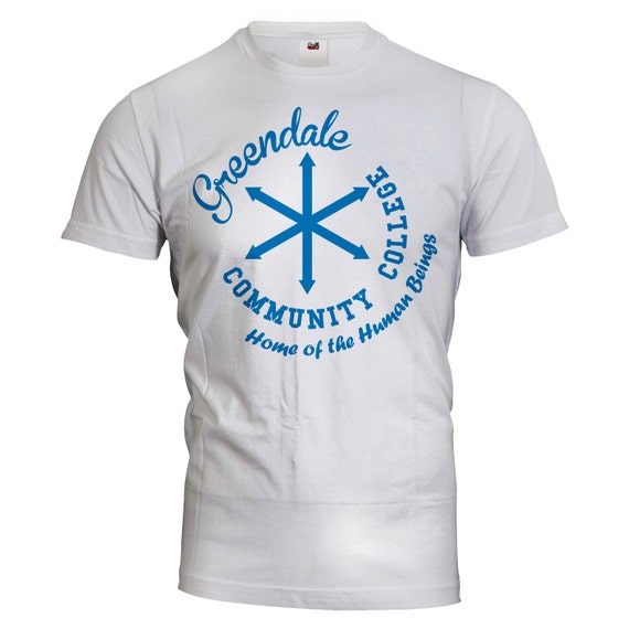 greendale college vinyl print 100 cotton t shirt by