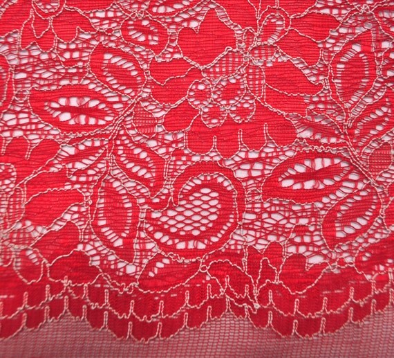 VERSACE authentic designer lace fabric, red color, composed from ...