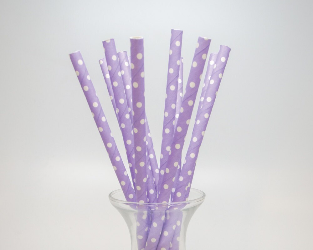 25 Purple Polka Dot Paper Straws Purple Paper Straws Purple Polka