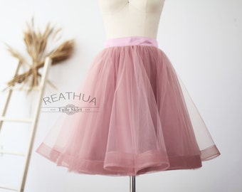 Mauve Horsehair Tulle Skirt/Short Women Skirt/TUTU Tulle Skirt/Wedding Bridal Bridesmaid Skirt/Knee Length Bachelorette party Skirt