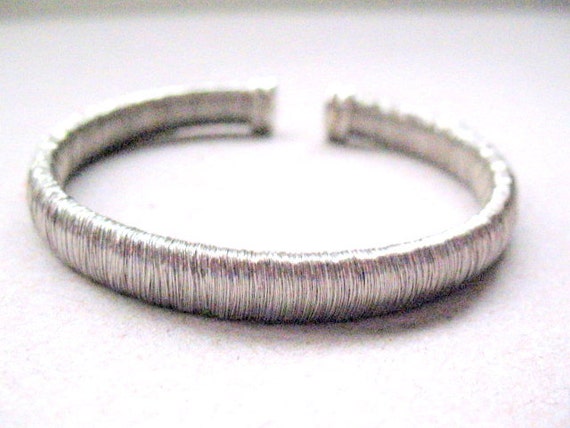 Unique Silver Cuff Bracelet - Sterling Silver - Wrapped in Tiny Silver ...