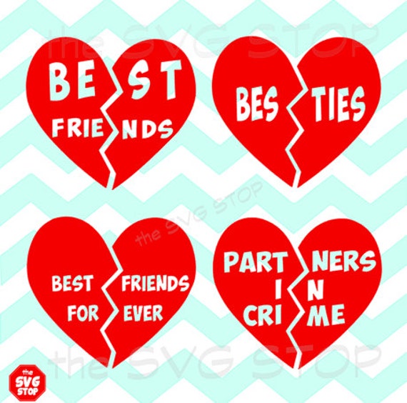 Best Friends Split Heart SVG and studio files for Cricut