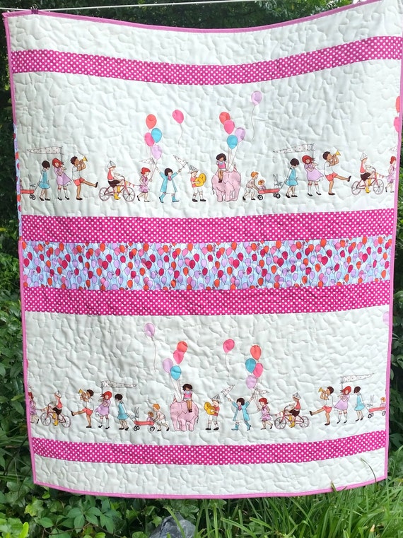 Modern Baby Girl Quilt Sarah Jane Quilt Children by GoBeWonderful