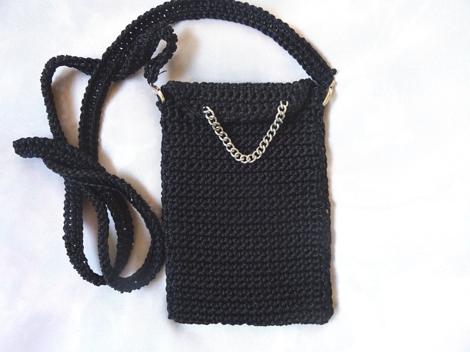 Crochet black mobile phone case bag cell phone by ...