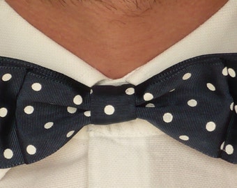 Papillon for elegant man in a blue with white polka dots