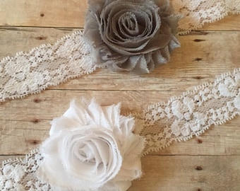 Baby Girl Headband, White Lace Baby Headband, Shabby Chic, Newborn Headband, Toddler Headband, baby shower gift, Baby hair accessorie