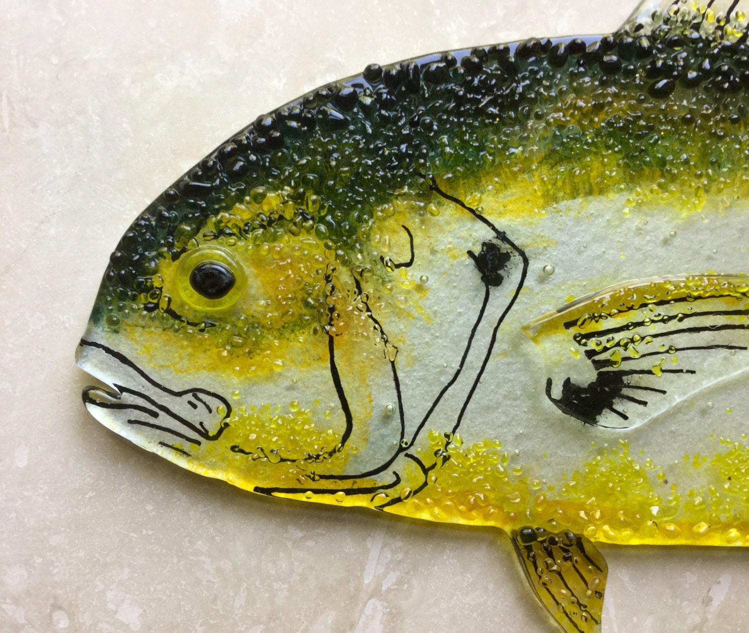 FUSED GLASS FISH. Jack Crevalle Glass Fish Fused Glass Art