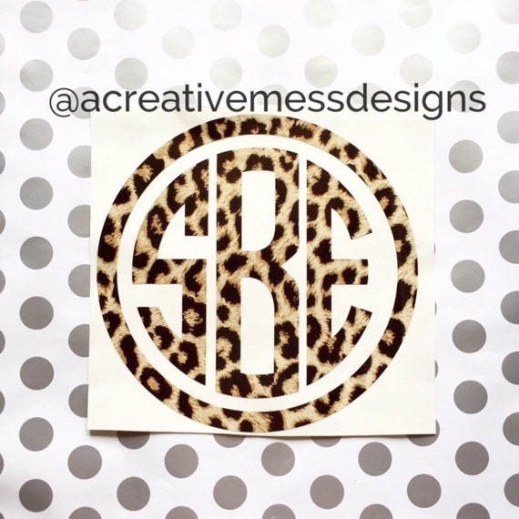 Leopard Print Decal, Monogram Decal, Leopard Print Monogram, Leopard
