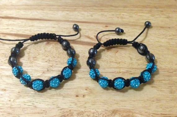 Shamballa Bracelet With Aqua Swarovski Crystals by BelleMistique