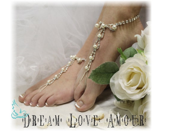 Pearl Chic Barefoot sandals silver beach by BarefootSandalAmour