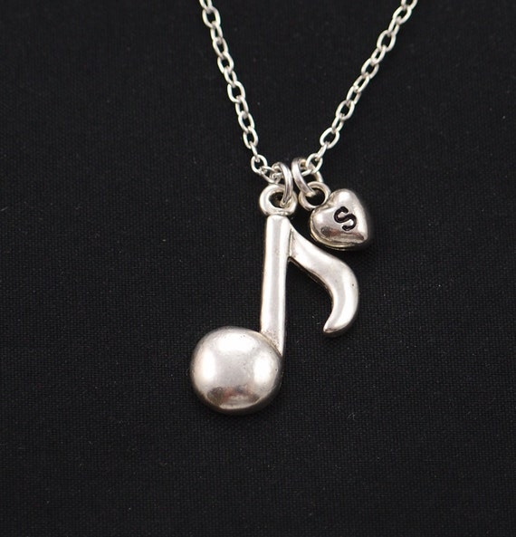 initial necklace musical note necklace long necklace option