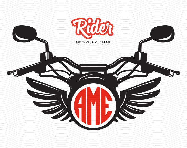 Download Moto Rider Monogram Frame (SVG, EPS, DXF, Studio3 ...