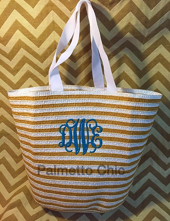 Monogrammed Straw Bag by PalmettoChicCreation on Etsy
