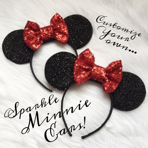 Customize your own SPARKLE black Minnie ears by QiqiCouture