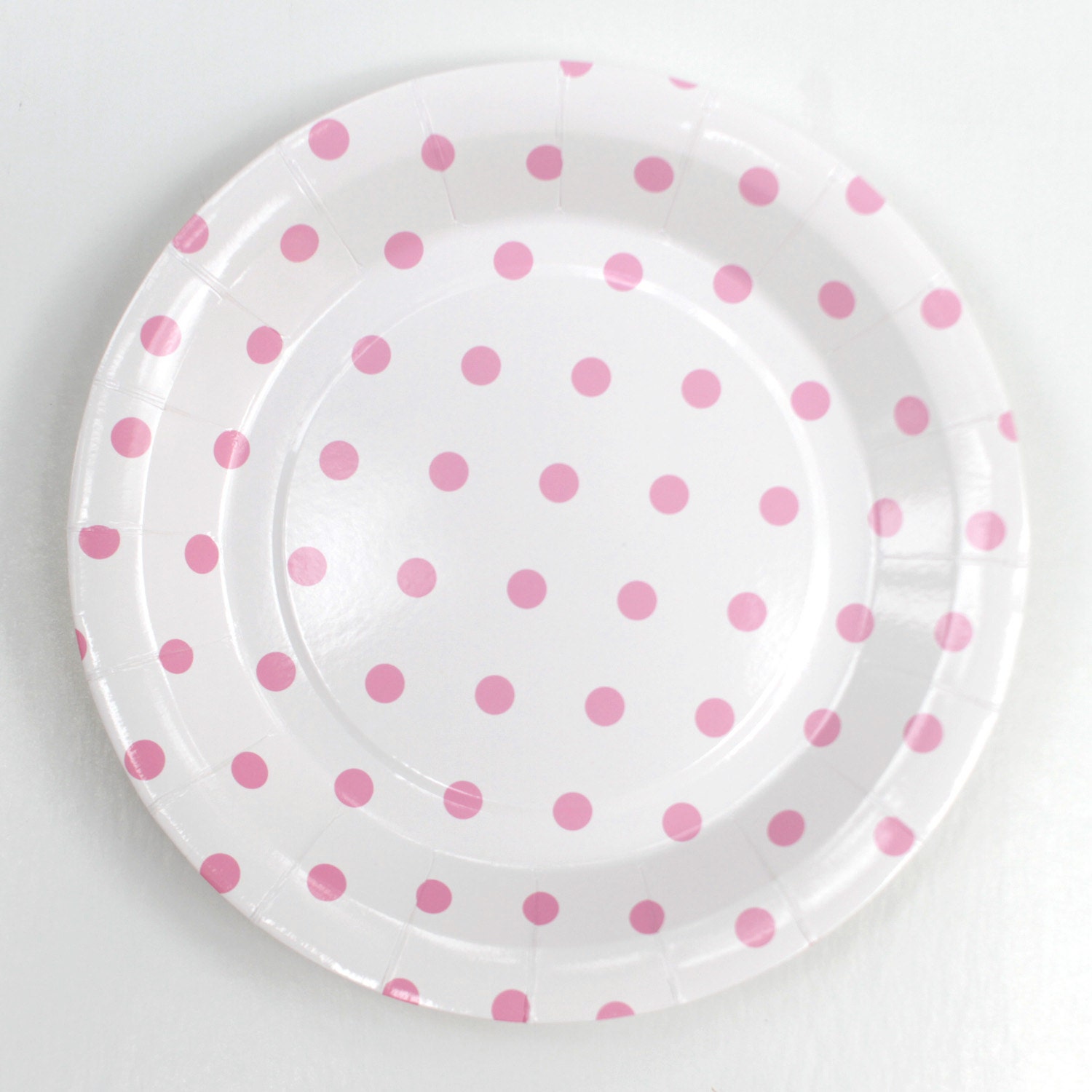 Baby Pink Polka Dot Round Paper Plates Pack of 12 by AlwaysLou