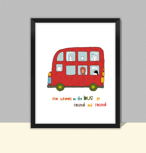 Double Decker Bus Children's art print size 8x10