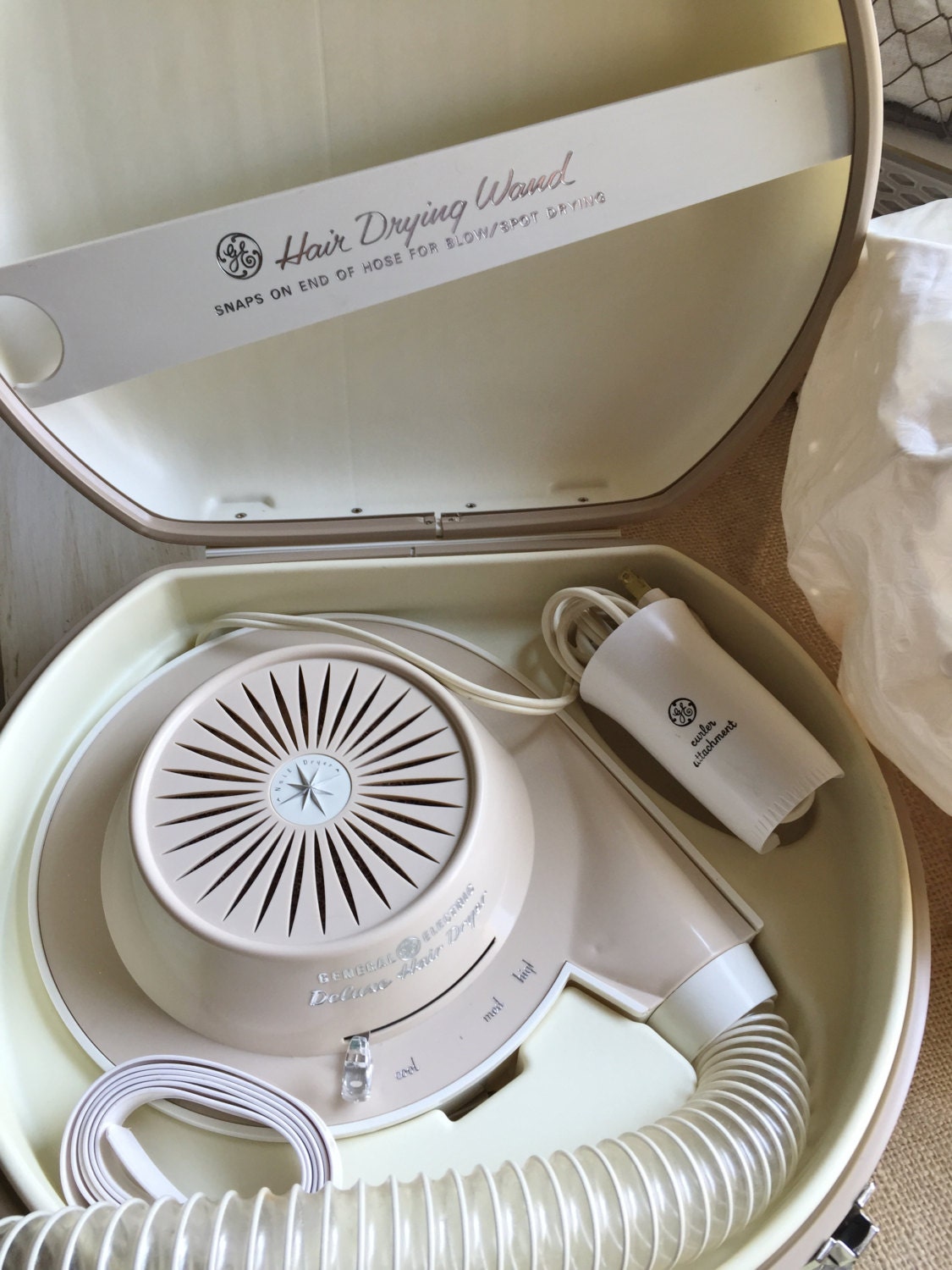 Vintage Portable Hair Dryer & Nail Dryer GE by MidCenturyMyrtle