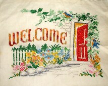 Popular items for welcome cross stitch on Etsy