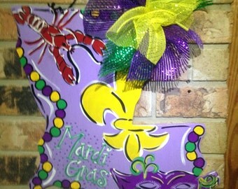 Louisiana Mardi Gras, Mardi Gras door hanger, spring door hanger, louisiana decor