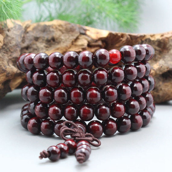 6mm/8mm/10mm Natural Red Sandalwood Beads 108 Beads Loose Mala