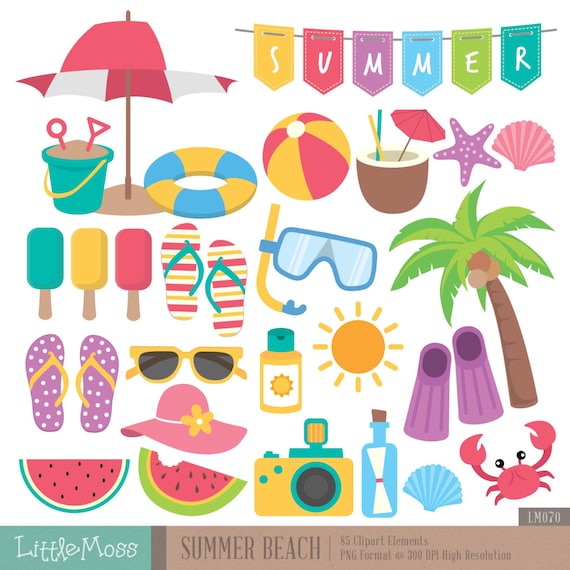 Items similar to Summer Beach Digital Clipart on Etsy