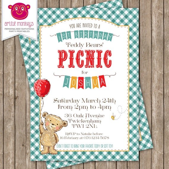 Printable Teddy Bears' Picnic Invitation