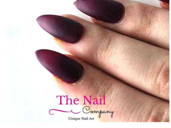 Burgundy Red Matte Stiletto Nails Fake Nails Red Stiletto