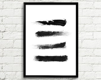 Minimalist Abstract Print "Brushes" 162, Scandinavian Design, Brushes Print, Black and White Print, Geometric Poster, Modern Wall Art Decor