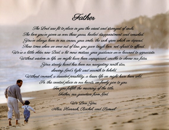 Items similar to Christian Father Personalized Poem, Dad and Son Beach ...