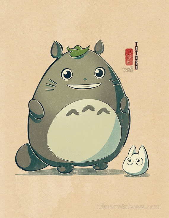 Chibi Ghibli Print Totoro My Neighbor Totoro By Idrawrainbows