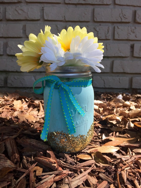 Custom Painted Mason Jar by LiyaLaBelle on Etsy