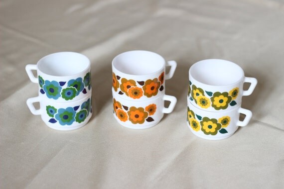 Tasse Vintage En Opaline Arcopal - Vert D'eau Art Déco - Parfait état - Occasion