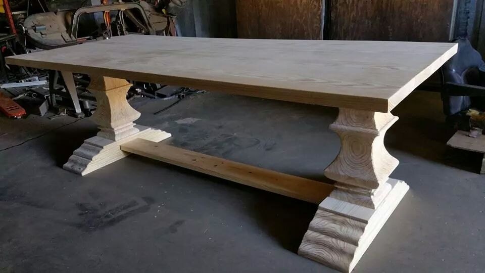 Pedestal farmhouse dining table by ForetheLoveofWoodLLC on Etsy