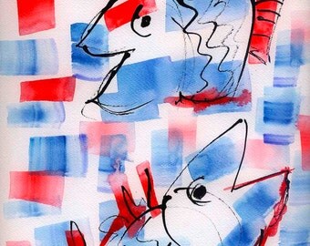 original abstract watercolor painting wall art print, modern living room home decor art print, unique gift for men