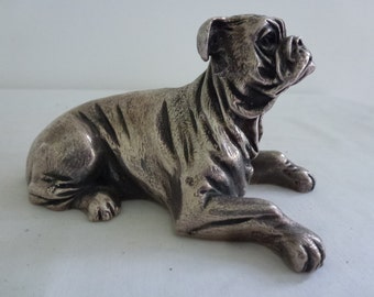 silver pug statue