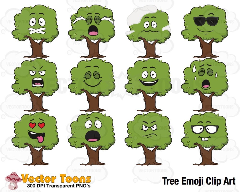 Tree Emoji Clip Art, Digital Clipart, Digital Graphics from VectorToons