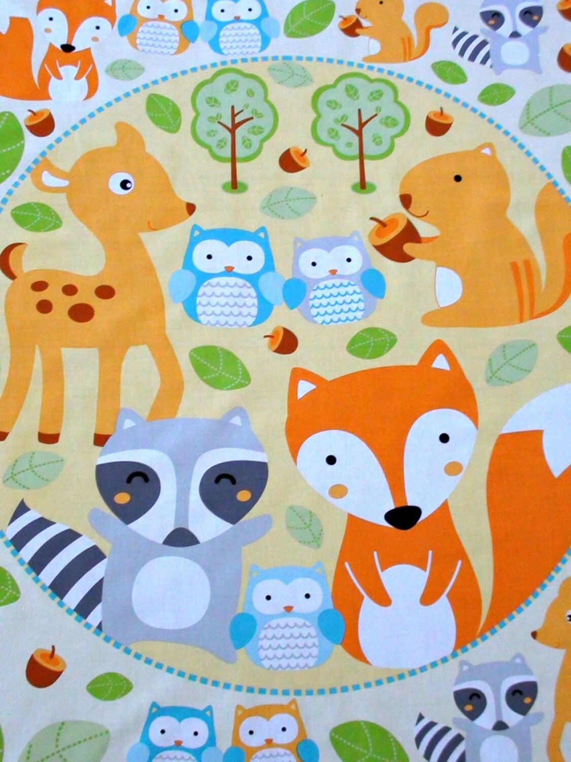 Woodland animal fabric panel. Baby nursery cot panel. Juvenile