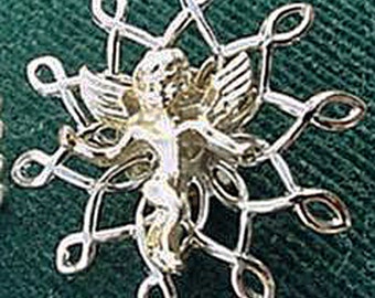 Angel, Cherub in a Snowflake Lapel Pin