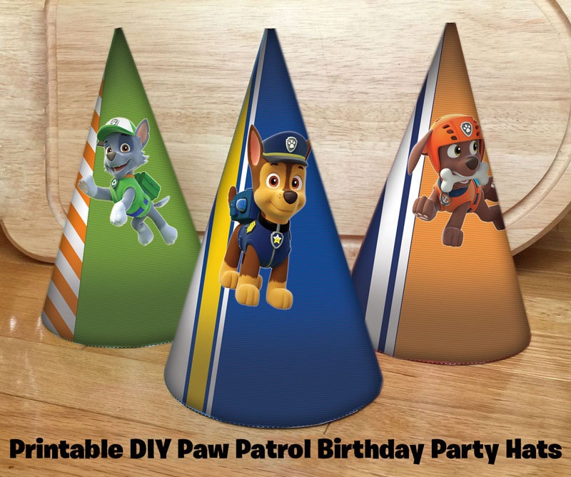 6 DIY Paw Patrol Party Hats Download Print Roll by InstaBirthday