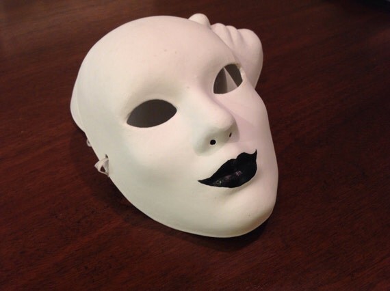 Girls white full face masquerade ball mask