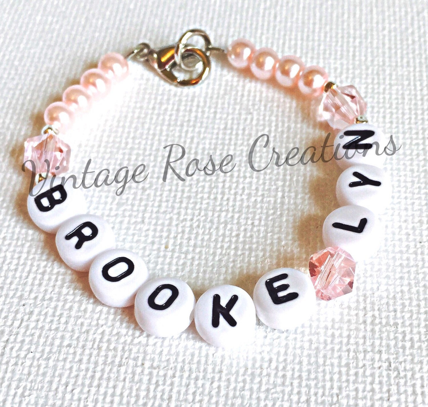 Baby Bracelet Baby Name Bracelet Little by VintagedRoseCreation