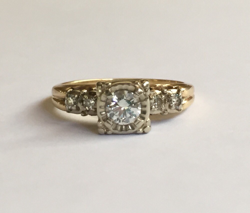 Vintage Two-tone Diamond Engagement Ring Size 7.5 – Haute Juice